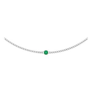 14K White Lab-Grown Emerald 16" Necklace