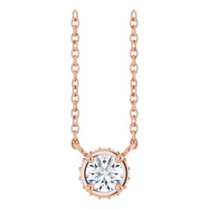 14K Rose 1/4 CTW Natural Diamond Hidden Halo 18" Necklace