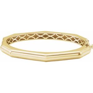 14K Yellow Geometric Hinged 7" Bangle Bracelet