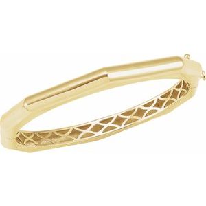 14K Yellow Geometric Hinged 7" Bangle Bracelet