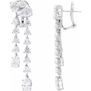 14K White 9 1/2 CTW Lab-Grown Diamond Dangle Earrings