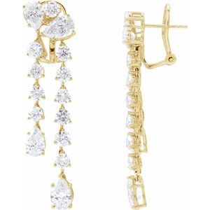 14K Yellow 9 1/2 CTW Lab-Grown Diamond Dangle Earrings