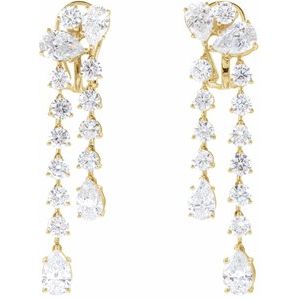 14K Yellow 9 1/2 CTW Lab-Grown Diamond Dangle Earrings