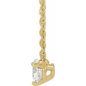 14K Yellow 1/5 CT Natural Diamond 3-Prong 18" Necklace