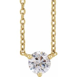 14K Yellow 1/5 CT Natural Diamond 3-Prong 18" Necklace