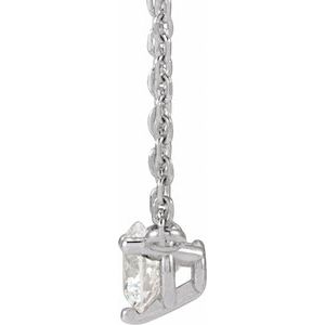 14K White 1/5 CT Natural Diamond 3-Prong 18" Necklace