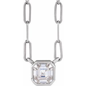 14K White Lab-Grown Moissanite 18" Necklace