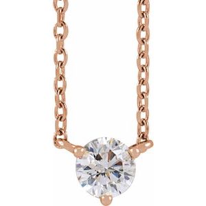 14K Rose 1/5 CT Natural Diamond 3-Prong 18" Necklace