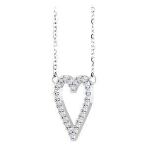 14K White 1/6 CTW Natural Diamond Heart 18" Necklace