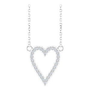 14K White 1/6 CTW Natural Diamond Heart 18" Necklace