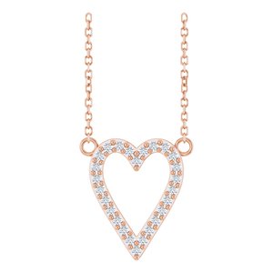 14K Rose 1/6 CTW Natural Diamond Heart 18" Necklace