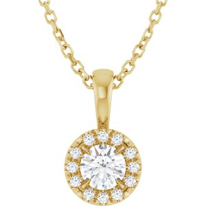 14K Yellow 4 mm Natural Diamond & .05 CTW Natural Diamond 16-18" Necklace