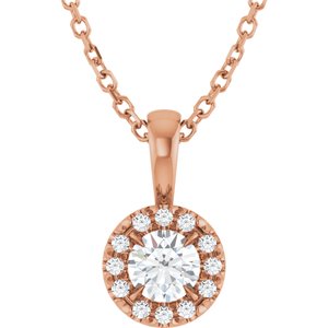 14K Rose 4 mm Natural Diamond & .05 CTW Natural Diamond 16-18" Necklace