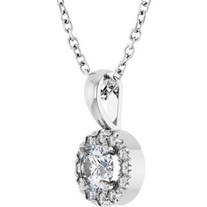 14K White 4 mm Natural Diamond & .05 CTW Natural Diamond 16-18" Necklace