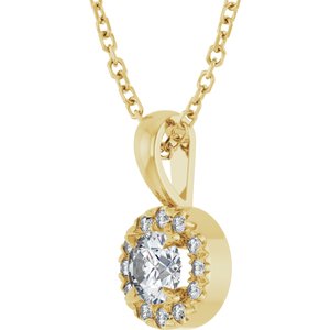 14K Yellow 4 mm Natural Diamond & .05 CTW Natural Diamond 16-18" Necklace