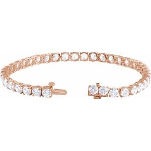 14K Rose 12 CTW Lab-Grown Diamond Line 7" Bracelet