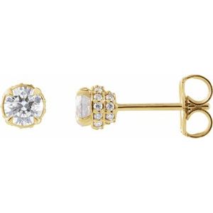 14K Yellow 1/2 CTW Natural Diamond Hidden Halo Earrings