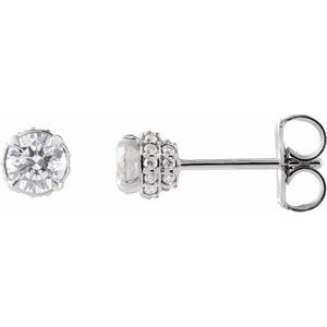 14K White 1/2 CTW Natural Diamond Hidden Halo Earrings