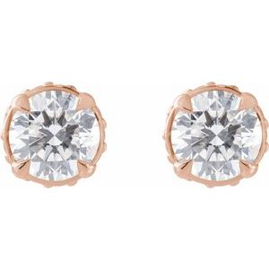 14K Rose 1/2 CTW Natural Diamond Hidden Halo Earrings