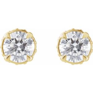 14K Yellow 1/2 CTW Natural Diamond Hidden Halo Earrings