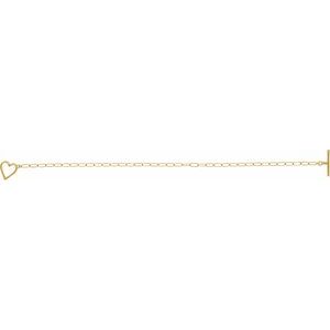 14K Yellow Heart & Paperclip-Style Chain 6" Bracelet