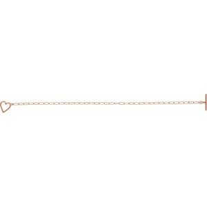 14K Rose Heart & Paperclip-Style Chain 6" Bracelet