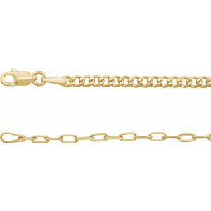 14K Yellow 2.7 mm Curb & Paperclip-Style 18" Chain