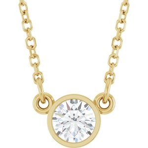 14K Yellow 1/4 CT Natural Diamond Solitarie 18" Necklace