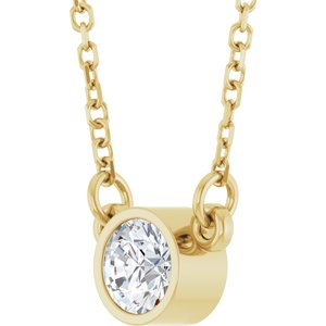 14K Yellow 1/4 CT Natural Diamond Solitarie 18" Necklace