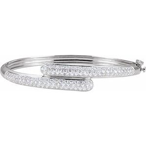 14K White 3 CTW Natural Diamond Bangle 6 1/2" Bracelet