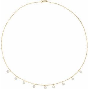 14K Yellow Cultured White Freshwater Pearl 18" Necklace