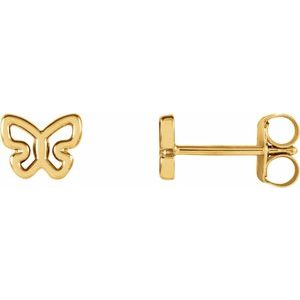 14K Yellow Butterfly Earrings