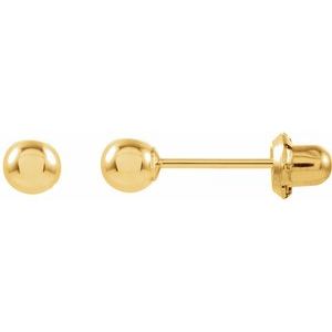 14K Yellow 4 mm Ball Stud Piercing Earrings