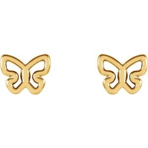 14K Yellow Butterfly Earrings