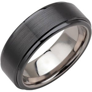 Tungsten & Ceramic Couture® 8 mm Ridged Band Size 11