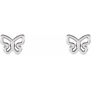 14K White Butterfly Earrings