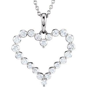 14K White 1 CTW Natural Diamond Heart 18" Necklace