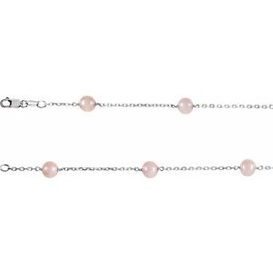 Sterling Silver Cultured Pink Freshwater Pearl 14-Station 18" Necklace