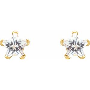 14K Yellow 4x4 mm Imitation White Cubic Zirconia Youth Star Earrings