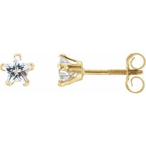 14K Yellow 4x4 mm Imitation White Cubic Zirconia Youth Star Earrings