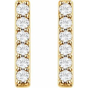 14K Yellow 1/10 CTW Lab-Grown Diamond Bar Earrings