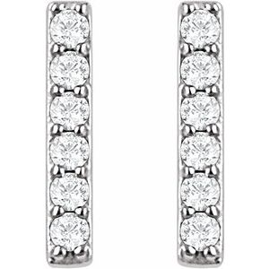 14K White 1/10 CTW Lab-Grown Diamond Bar Earrings