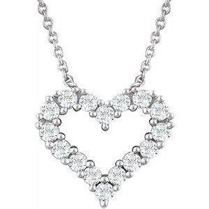 14K White 1/4 CTW Natural Diamond Heart 18" Necklace