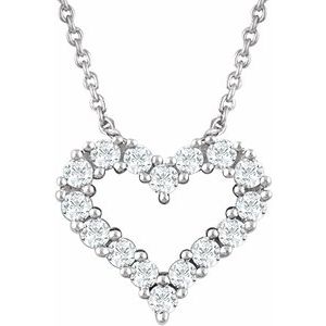 14K White 1/4 CTW Natural Diamond Heart 18" Necklace