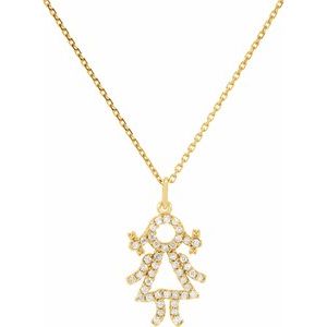 14K Yellow 1/5 CTW Natural Diamond Girl 16" Necklace