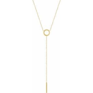 14K Yellow Circle & Bar 16-18" Y Necklace