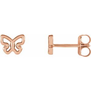 14K Rose Butterfly Earrings