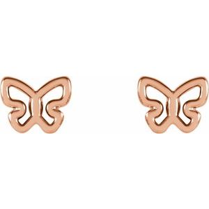 14K Rose Butterfly Earrings