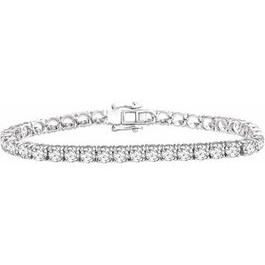 Sterling Silver Imitation White Cubic Zirconia 7" Line Bracelet