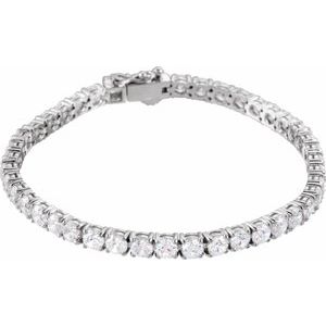 Sterling Silver Imitation White Cubic Zirconia Line 7" Bracelet